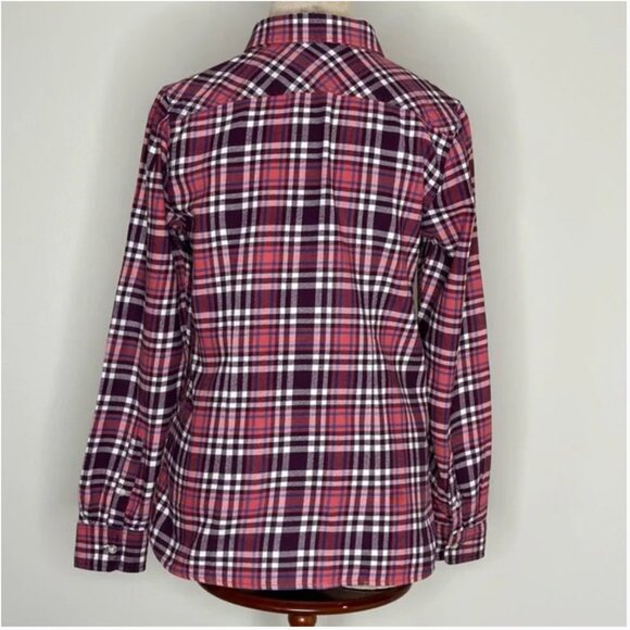 L.L. Bean Women's Scotch Plaid Flannel Shirt Purple Pink White Size Small - Picture 2 of 7